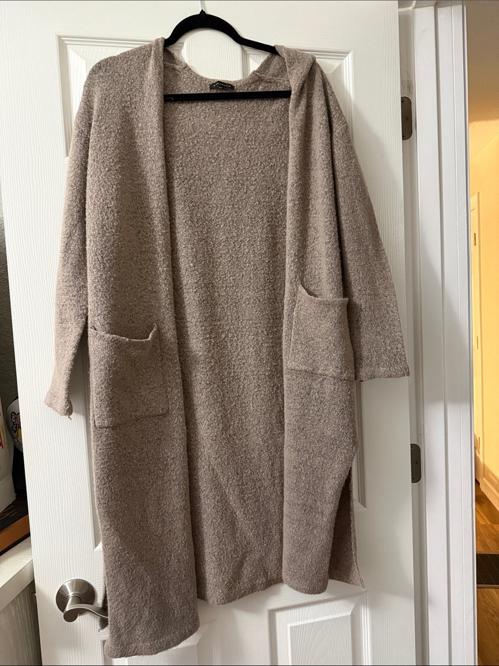 Staccato Hooded Open-Front Cardigan - Taupe
